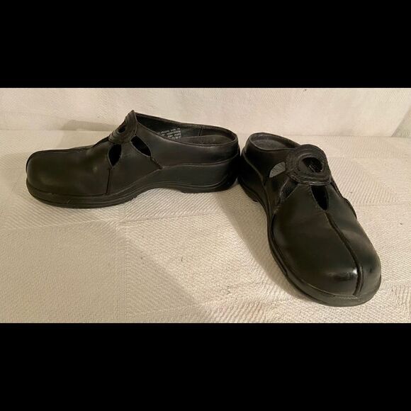Dansko Black Leather Closed Toe Slide Mule Women's Clog Shoe Sz EU 39 Worn On TV - Picture 4 of 8
